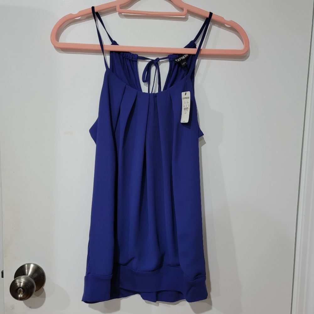 NWT Express Blue Tie Front Pleated Camisole